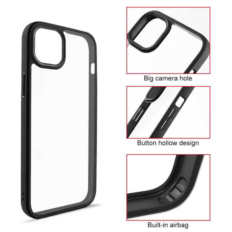 For iPhone 15 Plus Frosted TPU  Transparent PC Phone Case(Black)