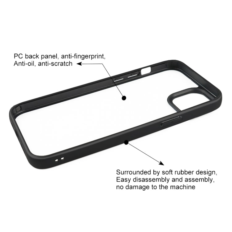 For iPhone 15 Plus Frosted TPU  Transparent PC Phone Case(Black)
