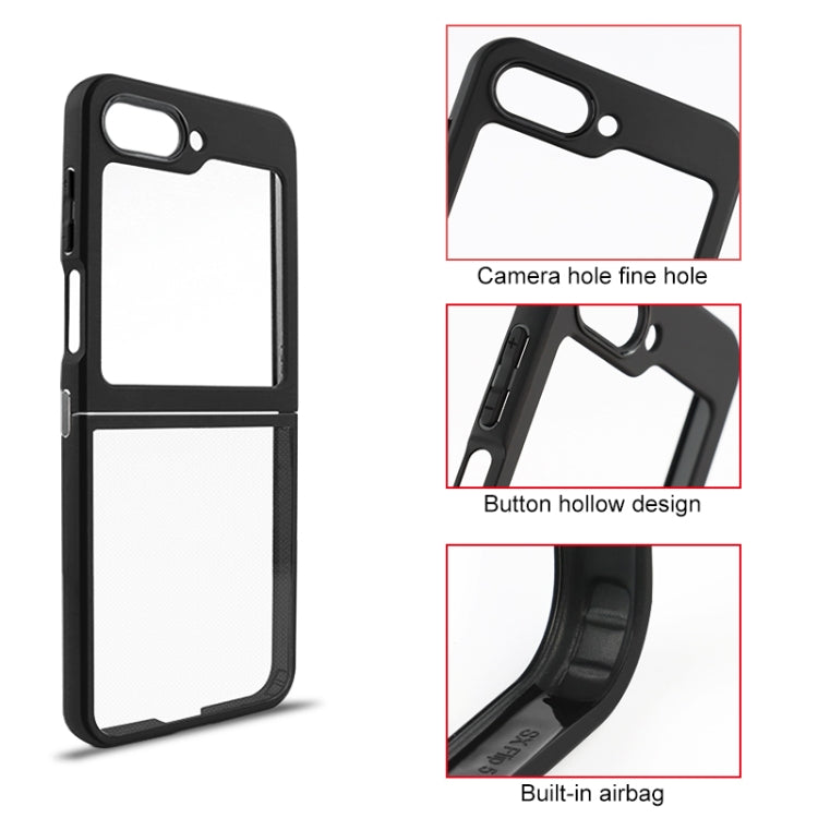 For Samsung Galaxy Z Flip5 Frosted TPU  Transparent PC Phone Case(Black)