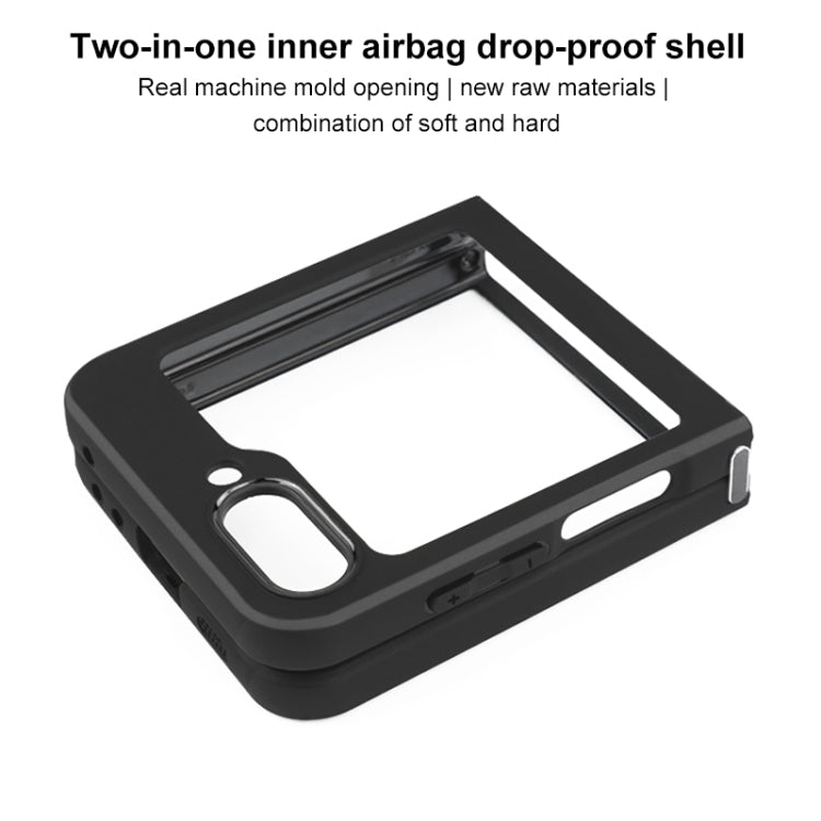 For Samsung Galaxy Z Flip5 Frosted TPU  Transparent PC Phone Case(Black)