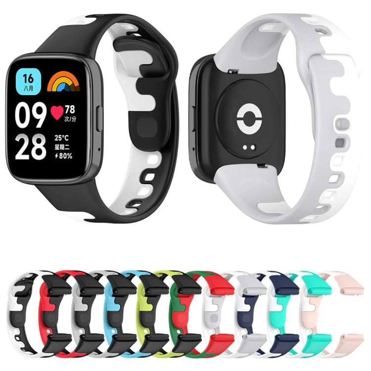 For Redmi Watch 3 Lite Stitching Two Color Silicone Watch Band(Black Teal)