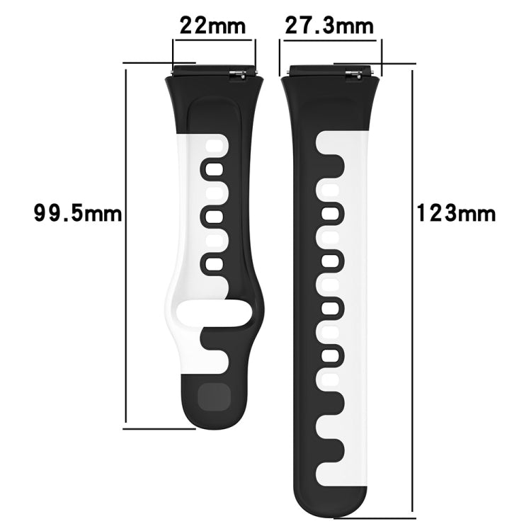 For Redmi Watch 3 Lite Stitching Two Color Silicone Watch Band(Black Teal)