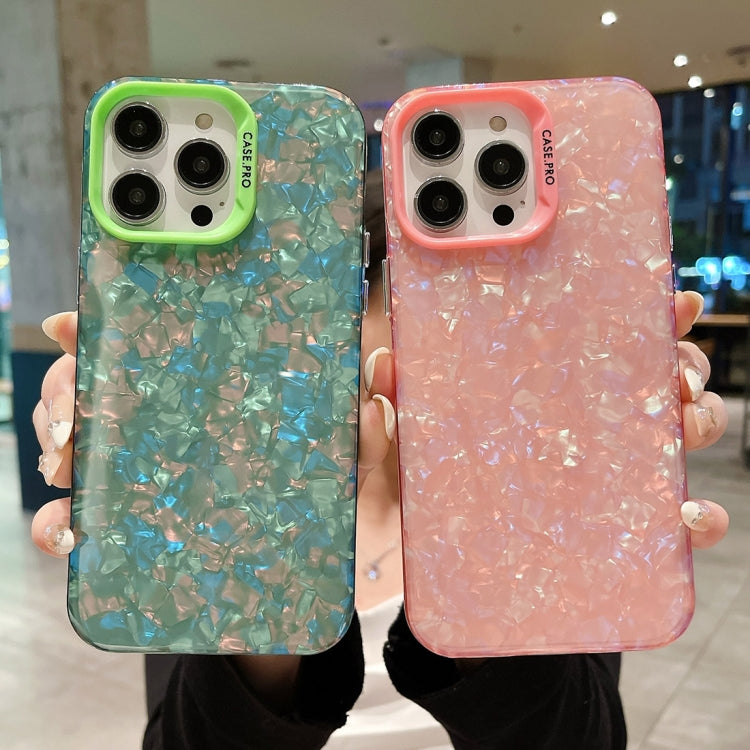 For iPhone 15 IMD Shell Texture TPU + Acrylic Phone Case(White)