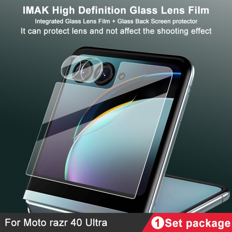 For Motorola Moto Razr 40 Ultra 1 Sets imak Integrated Lens Film + Glass Rear Screen Sticker