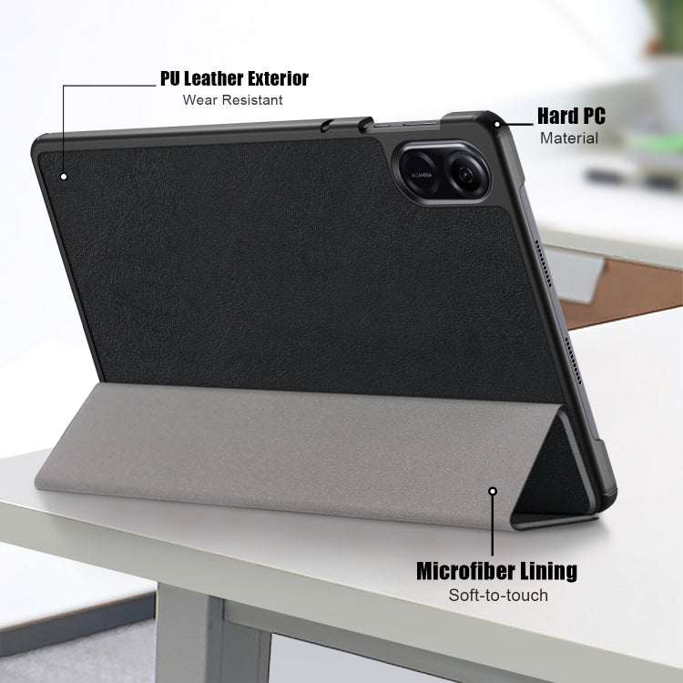 For Honor Pad X9 / X8 Pro 11.5 Custer Pure Color 3-Fold Holder Leather Tablet Case(Black)