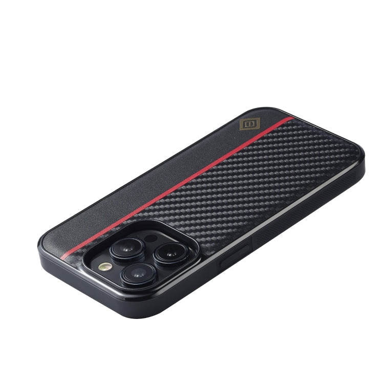 For iPhone 14 Pro LC.IMEEKE 3 in 1 Carbon Fiber Texture Shockproof Phone Case(Black)