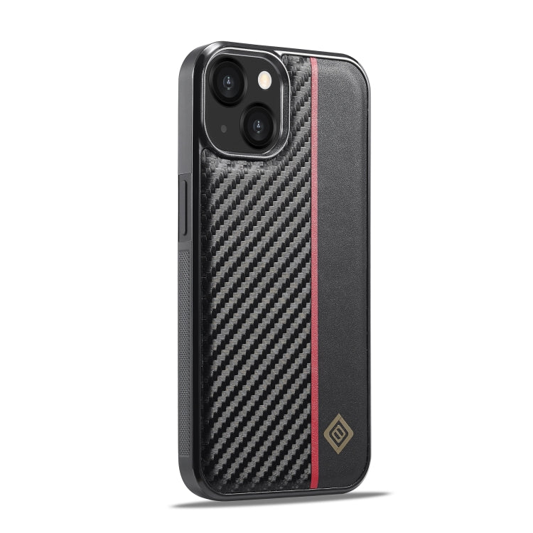 For iPhone 14 Plus LC.IMEEKE 3 in 1 Carbon Fiber Texture Shockproof Phone Case(Black)