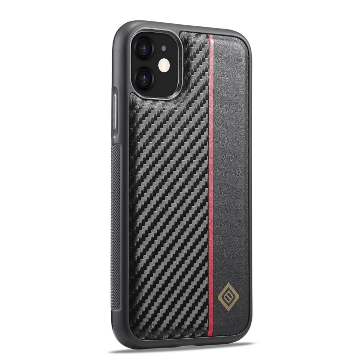 For iPhone 12 mini LC.IMEEKE 3 in 1 Carbon Fiber Texture Shockproof Phone Case(Black)