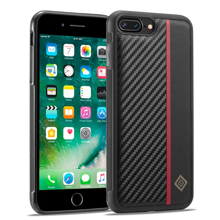 For iPhone 7 / 8 / SE 2020 2022 LC.IMEEKE 3 in 1 Carbon Fiber Texture Shockproof Phone Case(Black)