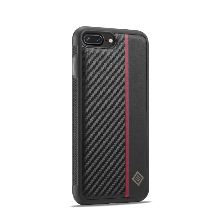 For iPhone 7 / 8 / SE 2020 2022 LC.IMEEKE 3 in 1 Carbon Fiber Texture Shockproof Phone Case(Black)