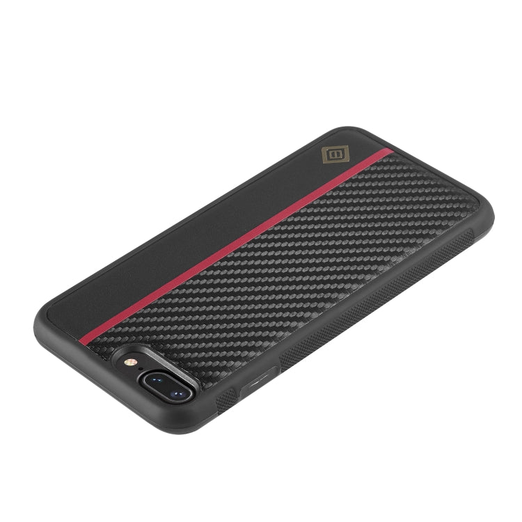 For iPhone 7 / 8 / SE 2020 2022 LC.IMEEKE 3 in 1 Carbon Fiber Texture Shockproof Phone Case(Black)