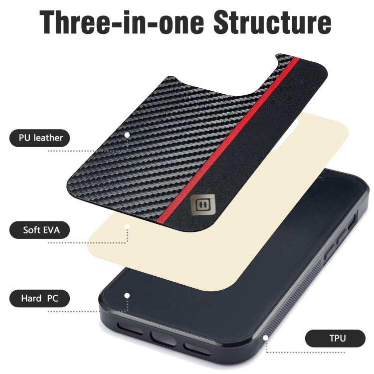 For iPhone 14 Plus LC.IMEEKE 3 in 1 Carbon Fiber Texture Shockproof Phone Case(Black)