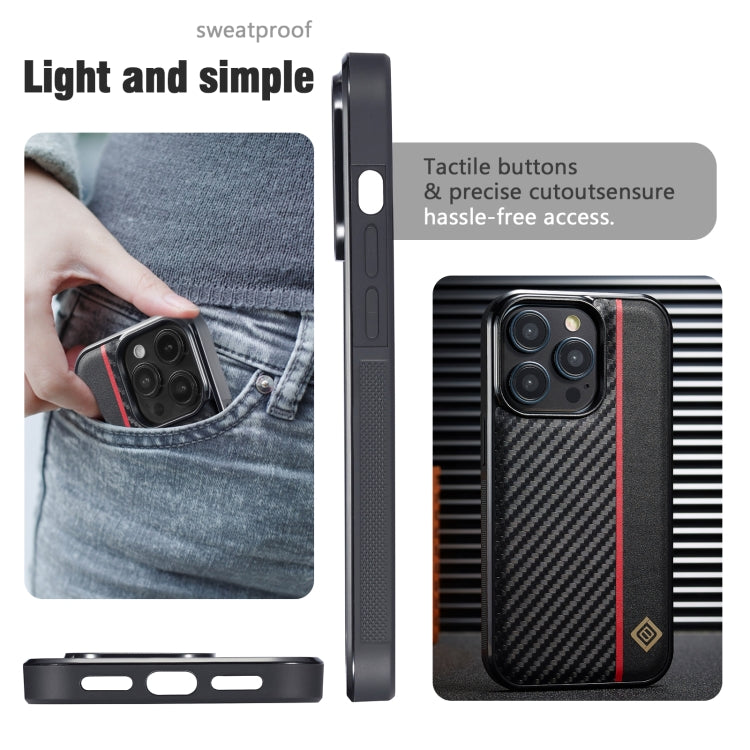 For iPhone 13 Pro LC.IMEEKE 3 in 1 Carbon Fiber Texture Shockproof Phone Case(Black)