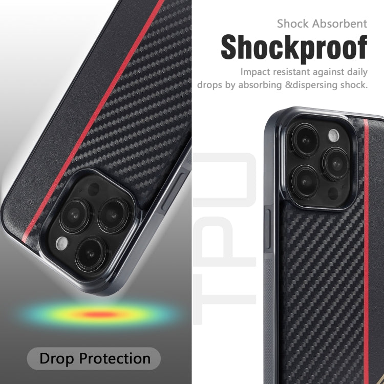 For iPhone 13 Pro LC.IMEEKE 3 in 1 Carbon Fiber Texture Shockproof Phone Case(Black)