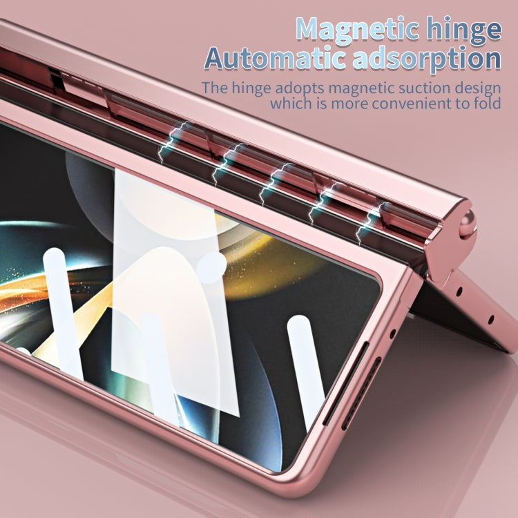 Electroplating Corrugated Hinge Folding Phone Case with Pen Slot, For Samsung Galaxy Z Fold5