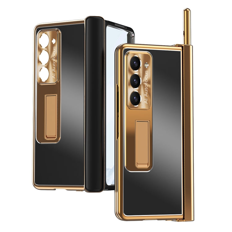 For Samsung Galaxy Z Fold5 Aluminum Alloy Double Hinge Shockproof Phone Protective Case(Black Gold)