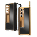 For Samsung Galaxy Z Fold5 Aluminum Alloy Double Hinge Shockproof Phone Protective Case(Black Gold)