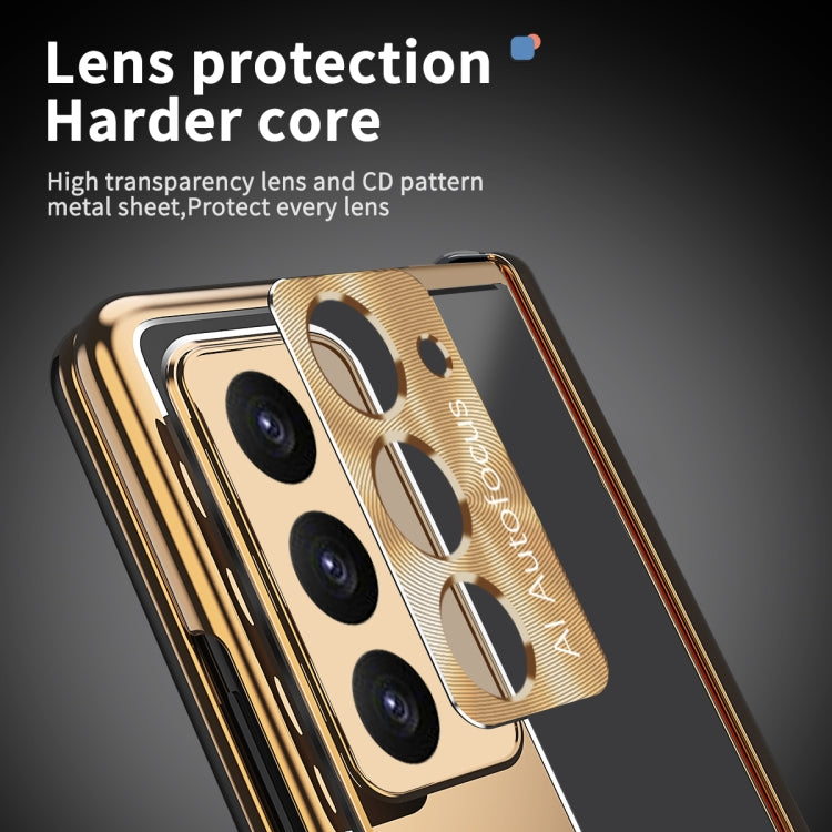 For Samsung Galaxy Z Fold5 Aluminum Alloy Double Hinge Shockproof Phone Protective Case(Black Gold)