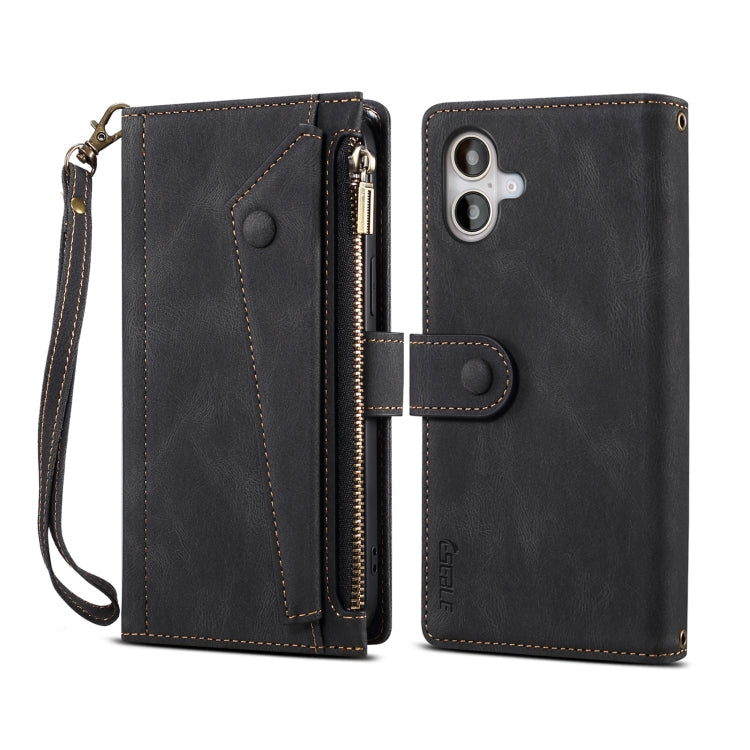 ESEBLE Retro Frosted RFID Flip Leather Phone Case, For iPhone 17e / 16e, For iPhone 16 Pro Max, For iPhone 16 Pro, For iPhone 16 Plus, For iPhone 16, For iPhone 15 Pro Max