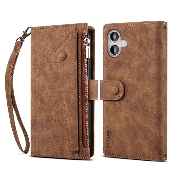 ESEBLE Retro Frosted RFID Flip Leather Phone Case, For iPhone 17e / 16e, For iPhone 16 Pro Max, For iPhone 16 Pro, For iPhone 16 Plus, For iPhone 16, For iPhone 15 Pro Max