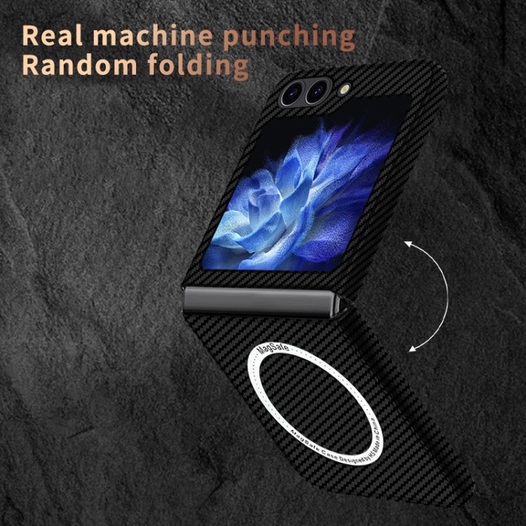 For Samsung Galaxy Z Flip5 Carbon Fiber Texture MagSafe Magnetic Phone Case(Black Blue)