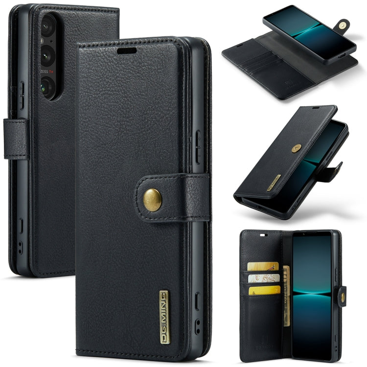 For Sony Xperia 1 V DG.MING Crazy Horse Texture Detachable Magnetic Leather Phone Case(Black)