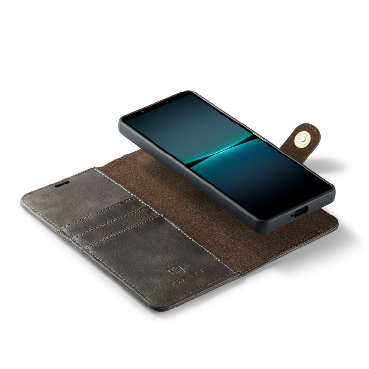 For Sony Xperia 1 V DG.MING Crazy Horse Texture Detachable Magnetic Leather Phone Case(Grey)