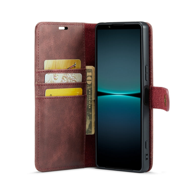 For Sony Xperia 1 V DG.MING Crazy Horse Texture Detachable Magnetic Leather Phone Case(Red)