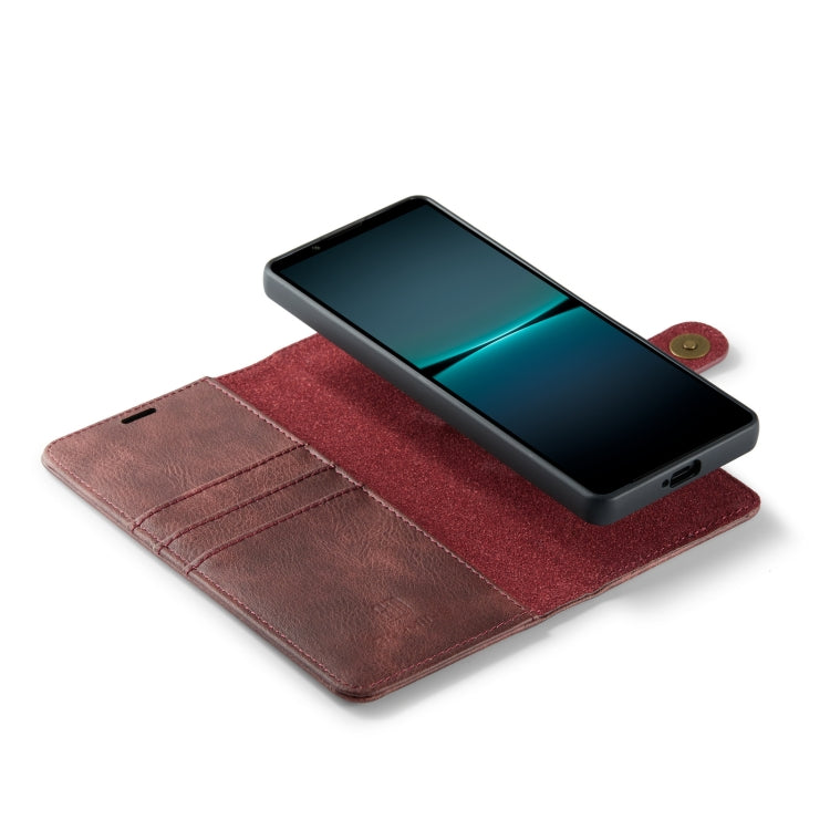For Sony Xperia 1 V DG.MING Crazy Horse Texture Detachable Magnetic Leather Phone Case(Red)