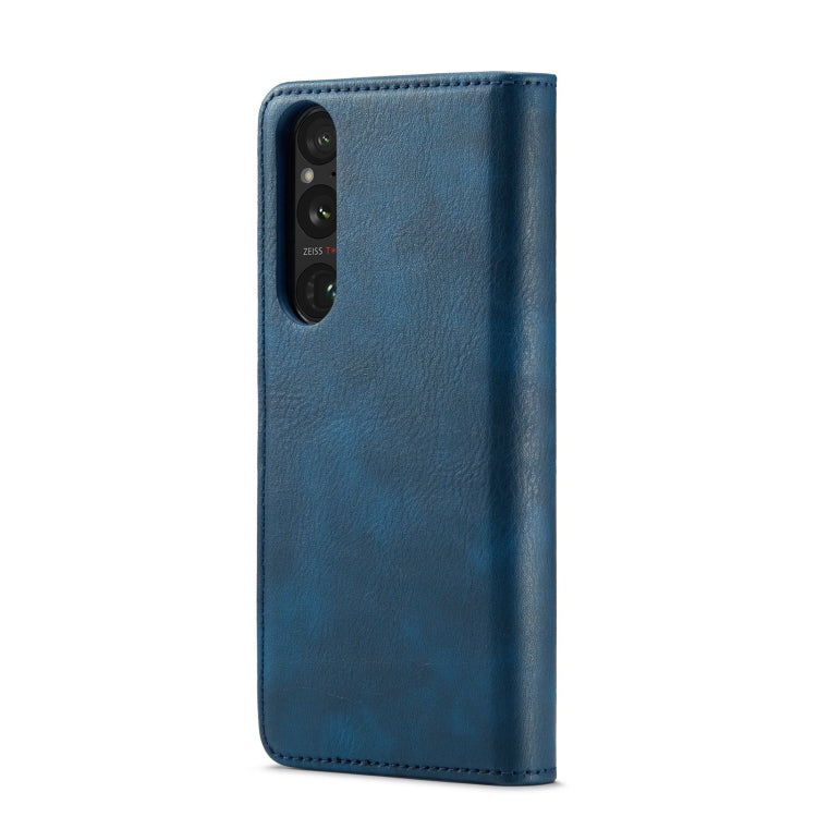 For Sony Xperia 1 V DG.MING Crazy Horse Texture Detachable Magnetic Leather Phone Case(Blue)