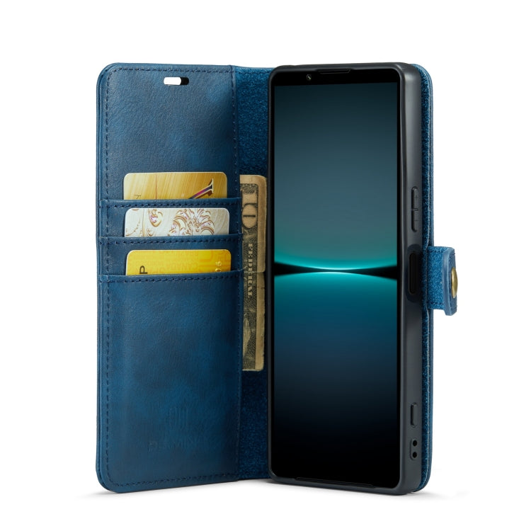For Sony Xperia 1 V DG.MING Crazy Horse Texture Detachable Magnetic Leather Phone Case(Blue)