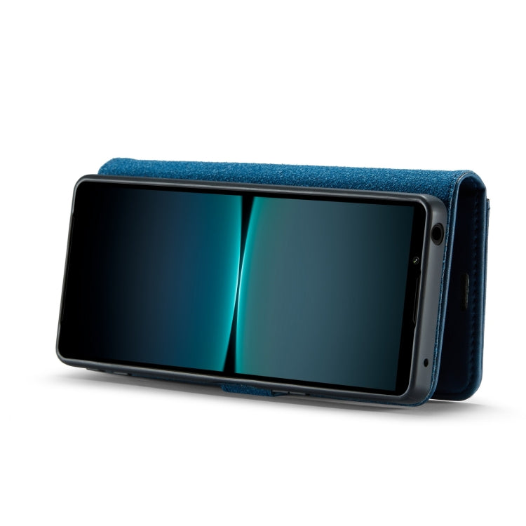 For Sony Xperia 1 V DG.MING Crazy Horse Texture Detachable Magnetic Leather Phone Case(Blue)