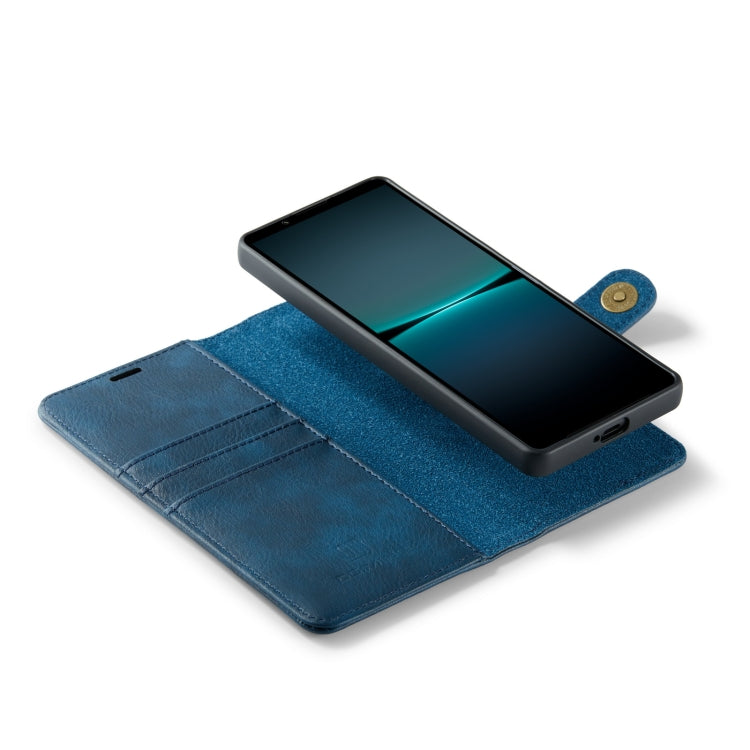 For Sony Xperia 1 V DG.MING Crazy Horse Texture Detachable Magnetic Leather Phone Case(Blue)