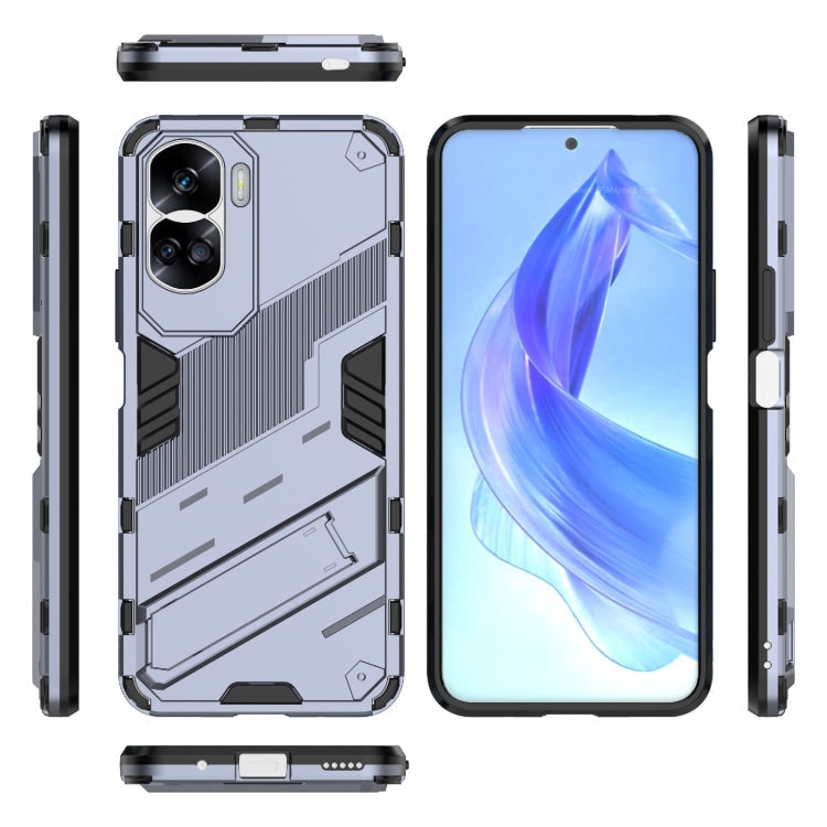 For Honor 90 Lite 5G Global Punk Armor 2 in 1 PC + TPU Phone Case with Holder(Grey)