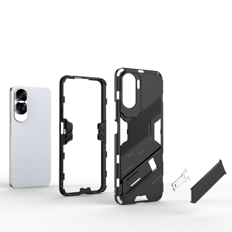 For Honor 90 Lite 5G Global Punk Armor 2 in 1 PC + TPU Phone Case with Holder(Grey)
