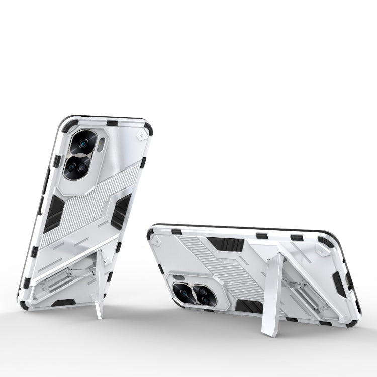 For Honor 90 Lite 5G Global Punk Armor 2 in 1 PC + TPU Phone Case with Holder(Grey)