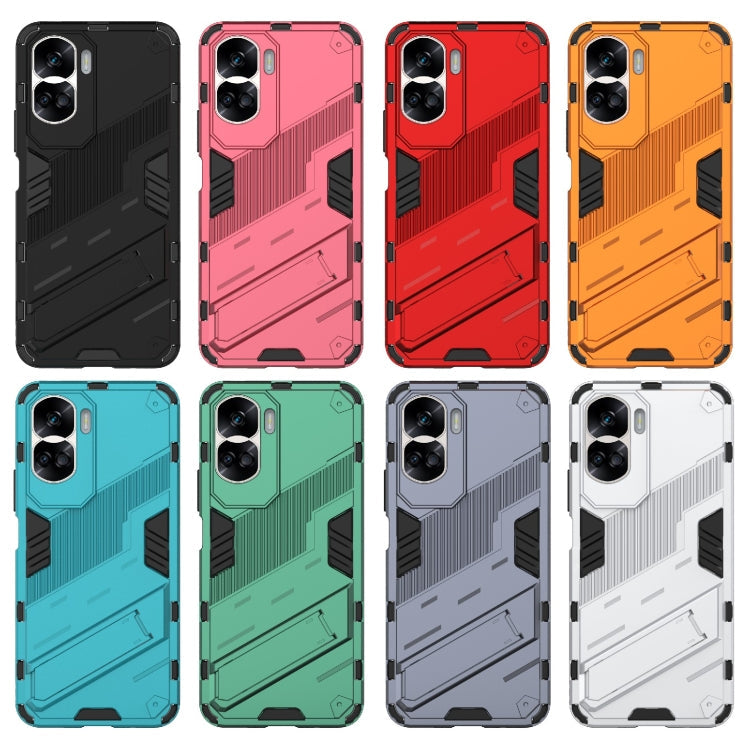 For Honor 90 Lite 5G Global Punk Armor 2 in 1 PC + TPU Phone Case with Holder(Grey)