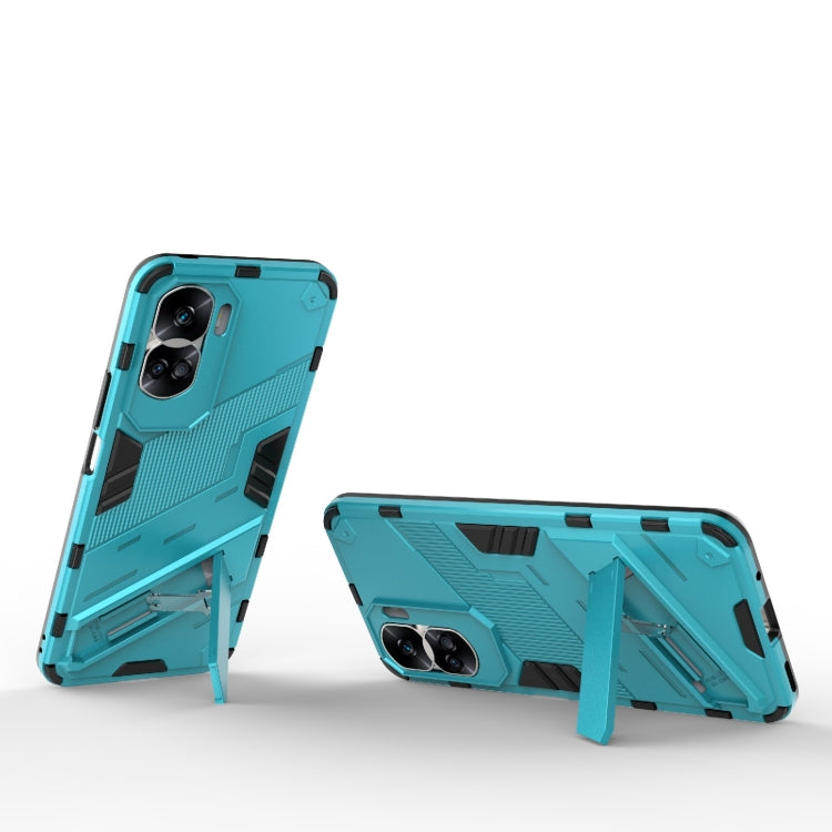 For Honor 90 Lite 5G Global Punk Armor 2 in 1 PC + TPU Phone Case with Holder(Blue)