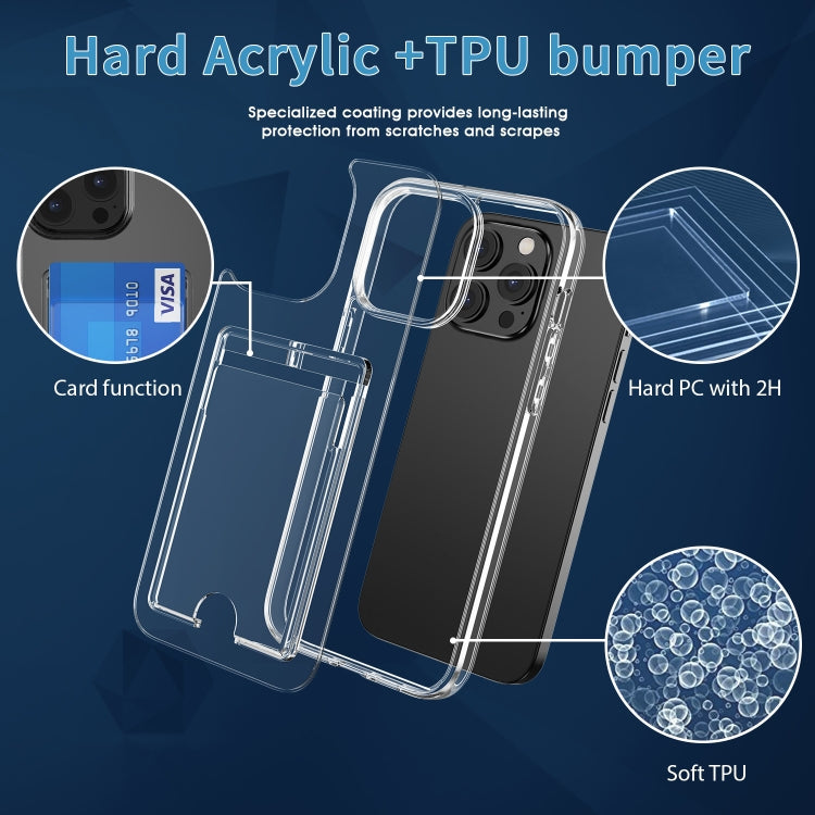 For iPhone 15 Pro Max Crystal Clear Wallet Air Bag Phone Case(Transparent)