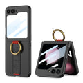 For Samsung Galaxy Z Flip5 GKK Integrated Ultrathin Shockproof Phone Case with Ring Wrist Strap(Carbon Fiber)