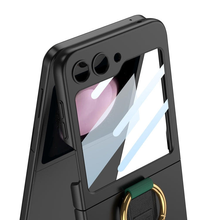 For Samsung Galaxy Z Flip5 GKK Integrated Ultrathin Shockproof Phone Case with Ring Wrist Strap(Carbon Fiber)