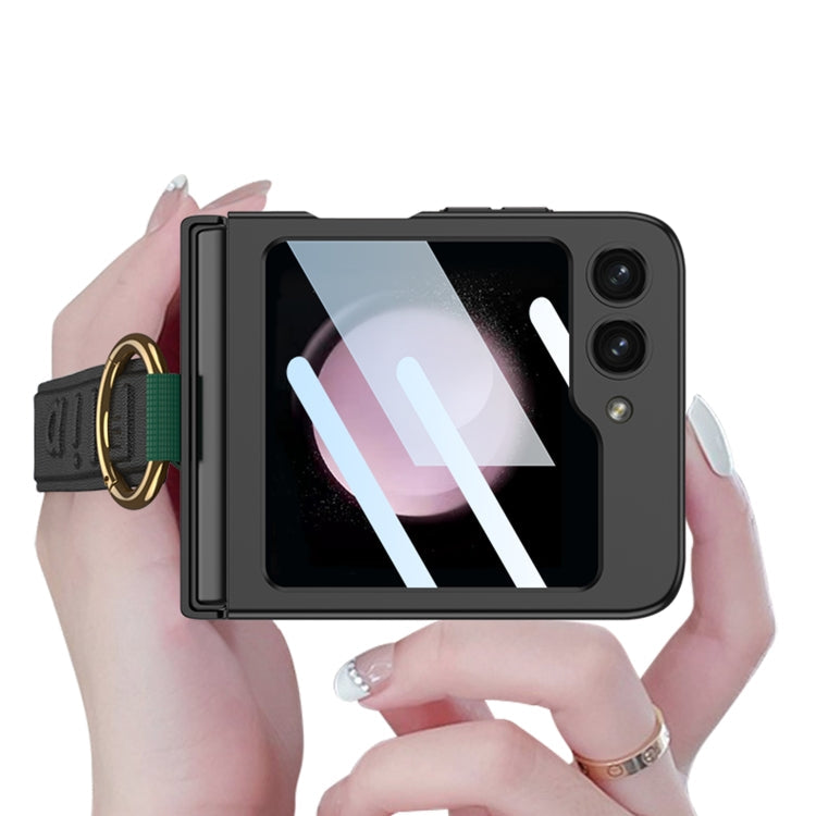 For Samsung Galaxy Z Flip5 GKK Integrated Ultrathin Shockproof Phone Case with Ring Wrist Strap(Purple)