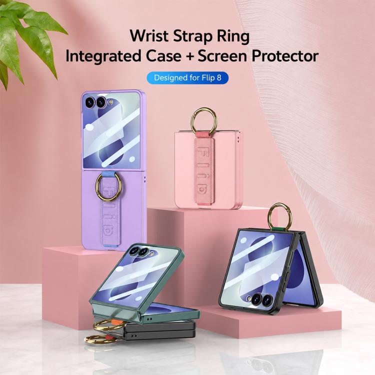 GKK Integrated Ultrathin Shockproof Phone Case with Ring Wrist Strap, For Samsung Galaxy Z Flip7 5G, For Samsung Galaxy Z Flip6, For Samsung Galaxy Z Flip5, For Samsung Galaxy Z Flip4 5G, For Samsung Galaxy Z Flip3 5G