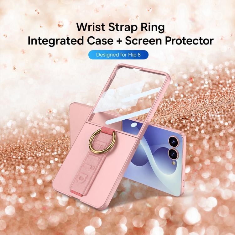 GKK Integrated Ultrathin Shockproof Phone Case with Ring Wrist Strap, For Samsung Galaxy Z Flip7 5G, For Samsung Galaxy Z Flip6, For Samsung Galaxy Z Flip5, For Samsung Galaxy Z Flip4 5G, For Samsung Galaxy Z Flip3 5G