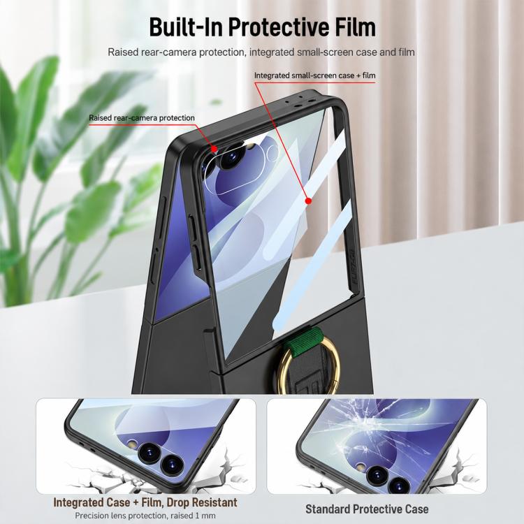 GKK Integrated Ultrathin Shockproof Phone Case with Ring Wrist Strap, For Samsung Galaxy Z Flip7 5G, For Samsung Galaxy Z Flip6, For Samsung Galaxy Z Flip5, For Samsung Galaxy Z Flip4 5G, For Samsung Galaxy Z Flip3 5G