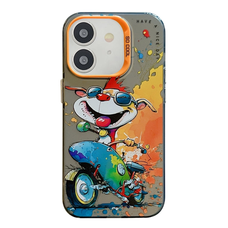 For iPhone 11 Animal Pattern Oil Painting Series PC  TPU Phone Case(Motorcycle Dog)