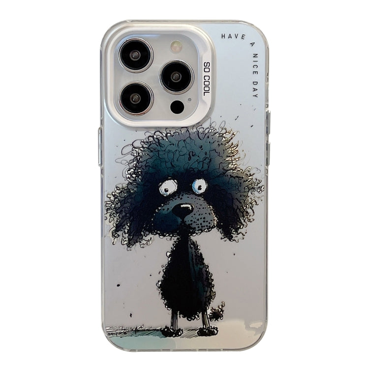 For iPhone 12 Pro Max Animal Pattern Oil Painting Series PC  TPU Phone Case(Black Dog)
