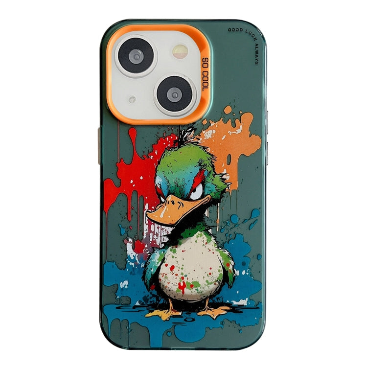 For iPhone 13 Animal Pattern Oil Painting Series PC  TPU Phone Case(Angry Duck)