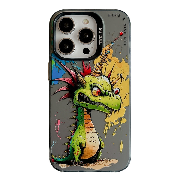 For iPhone 14 Pro Animal Pattern Oil Painting Series PC  TPU Phone Case(Dragon)