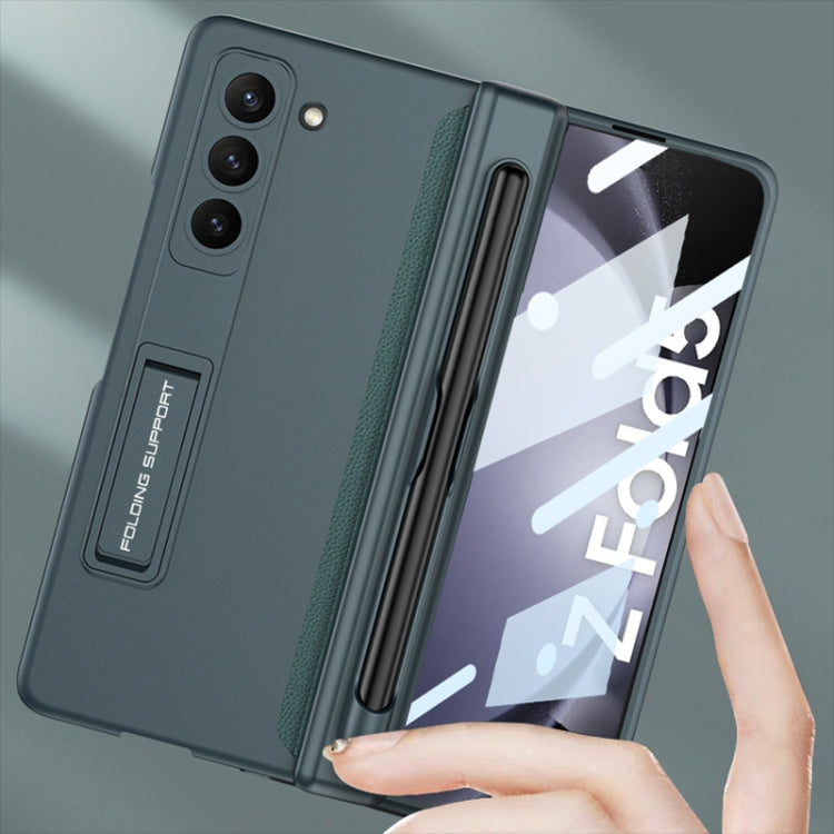 For Samsung Galaxy Z Fold5 GKK Full Coverage Magnetic Fold Hinge Phone Case with Pen Slots(Silver)